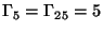 $ \Gamma_5 = \Gamma_{25} = 5$