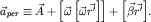 $\vec {a}_{per} \equiv \vec A + \left[ \vec {\omega} \left[ \vec {\omega} \vec {r'} \right] \right]+\left[ \vec {\beta} \vec {r'}\right]$.