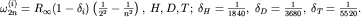 $\omega^{(i)}_{2n}=R_\infty(1-\delta_i)\left(\frac{1}{2^2}-\frac{1}{n^2}\right),\; H,D,T;\; \delta_H=\frac{1}{1840},\; \delta_D=\frac{1}{3680},\; \delta_T=\frac{1}{5520}.$