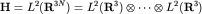 ${\bf H}=L^2({\bf R}^{3N})=L^2({\bf R}^3)\otimes\cdots\otimes L^2({\bf R}^3)$