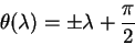 \begin{displaymath}
\theta (\lambda) =\pm \lambda + {\displaystyle\pi\over\displaystyle 2}
\end{displaymath}