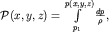 ${\cal P}(x,y,z)=\int\limits_{p_1}^{p(x,y,z)}\frac{dp}{\rho},$