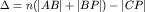 $\Delta =n(|AB|+|BP|)-|CP|$