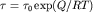 $\tau=\tau_0 \exp(Q/RT)$