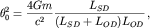 $$\theta_{0}^{2}= \frac{4Gm}{c^{2}} \frac{L_{SD}}{(L_{SD} +L_{OD})L_{OD}}\,,$$
