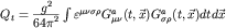 $Q_t = {\displaystyle g^2\over\displaystyle 64\pi^2}\int\varepsilon^{\mu\nu\sigma\rho}G_{\mu\nu}^a(t,\vec x)G_{\sigma\rho}^a(t,\vec x)dtd\vec x$