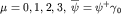 $\mu=0,1,2,3,\ \overline\psi=\psi^+\gamma_0$