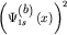 $\left( {\displaystyle \Psi _{ 1s}^{ \left( {\displaystyle b} \right)} \left( {\displaystyle x} \right)} \right)^{ 2}$