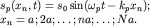 $ \begin{array}{l} s_{p} (x_{n},t) = s_{0} \sin (\omega _{p} t - k_{p} x_{n} ); \\ x_{n} = a; 2a; \ldots; na; \ldots; Na. \\ \end{array} $