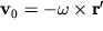 $ {\displaystyle \bf v}_{0} = - \omega\times {\displaystyle {\displaystyle \bf r}}' $