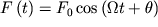 $ F\left( {\displaystyle t} \right) = F_{0} \cos \left( {\displaystyle \Omega t + \theta } \right) $